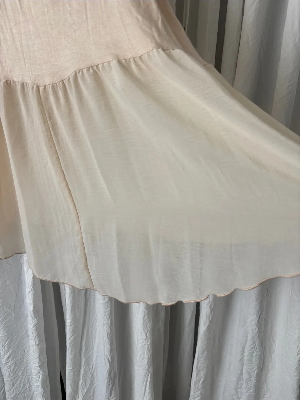 easel Nude Blush Layered Ruffle Hem Camisole Dress